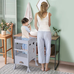 Step Stool with Safety Rail and Support Handles Kitchen Counter Step-up Helper