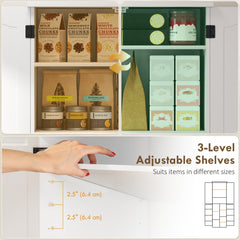 Tall Pantry Cabinet, 64" Storage Cabinet with Adjustable Shelves and 8 Door Spice Racks for Kitchen, Dining Room, Black
