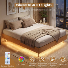 Twin/Full/Queen Size Floating Bed Frame with LED Lights for Bedroom-Queen
