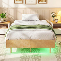 Twin/Full/Queen Size Floating Bed Frame with LED Lights for Bedroom-Twin