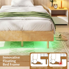 Twin/Full/Queen Size Floating Bed Frame with LED Lights for Bedroom-Twin