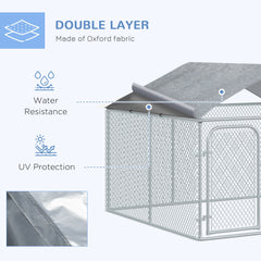 Outdoor Dog Kennel with Roof, Dog Run with Waterproof & UV-Resistant Cover, Secure Lock, for Backyard & Patio, 7.5' x 7.5' x 5.7'