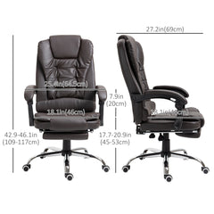Ergonomic Office Chair with Back Support, PU leather Executive Office Chair with High Back, Retractable Footrest, Black
