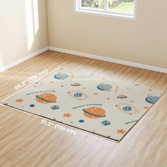 Foldable Baby Plat Mat, 77" x 69" Kids Floor Mat for Crawling and Learning, Astronaut & Planet Theme