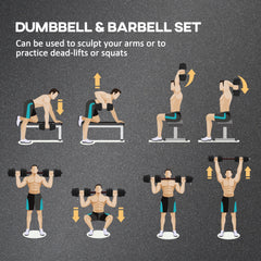 44lbs 2-in-1 Adjustable Dumbbells Weight Set, Dumbbell Hand Weights Barbell for Body Fitness, Lifting Training for Home, Office, Gym, Black and Red