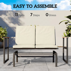 Outdoor Glider Bench for 2 Person, Patio Glider Loveseat with Thick Cushions for Garden Balcony Porch, Dark Grey