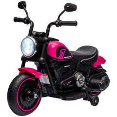 6V Kids Motorcycle with Training Wheels, Foot Pedal, Headlight, Music, Forward/Reverse, Single-Button Start, Blue