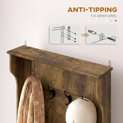 4-In-1 Hall Tree with Coat Rack, Top Shelf, Shoe Storage and Bench Seat, Entryway Bench with 4 Hooks