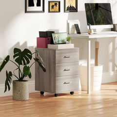 Mobile Filing Cabinet with Wheels, 3 Drawer File Cabinet with Lock and Keys for Home Office, White