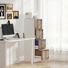 3 Drawer Filing Cabinet, Farmhouse File Cabinet with Lock, Adjustable Hanging Rails for A4 Letter Size Files, White