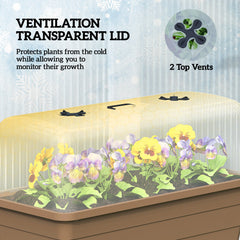 41L Self Watering Raised Garden Bed w/ Ventilation Transparent Lid Greenhouse, Planter Box w/ Storage Shelf, Black