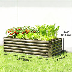 6' x 3' x 2' Raised Garden Bed, Galvanized Planter Box for Growing Flowers, Herbs and Vegetables, Brown