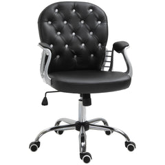 Office Chair, Comfortable Computer Desk Chair with Padded Seat and Adjustable Height, Tufted Back, Black