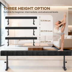 7.5ft Adjustable Balance Beam, Gymnastics Beam with Wheels, Gymnastics Equipment for 6+ Years Old Training