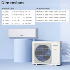 UltrEco Series 24,000 BTU 2 Zone Mini Split Heat Pump with WiFi, 23 SEER2, 9K + 18K