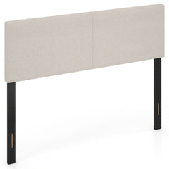 Upholstered Headboard Queen/Full Size Vertical Quilted Linen Fabric Bed Frame Mount Panel-Beige