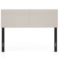 Upholstered Headboard Queen/Full Size Vertical Quilted Linen Fabric Bed Frame Mount Panel-Beige