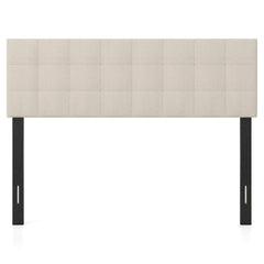 Upholstered Headboard Queen/Full Size Quilted Grid Linen Fabric Bed Frame Mount Panel-Beige