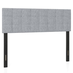 Upholstered Headboard Queen/Full Size Quilted Grid Linen Fabric Bed Frame Mount Panel-Gray
