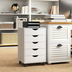 File Cabinet with 5 Drawer Wheels, 15.7" x 15.7" x 26.4", Black