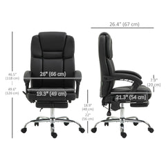 Massage Office Chair, Reclining Executive Office Chair with 6-Point Vibration, Footrest and High Back, Black