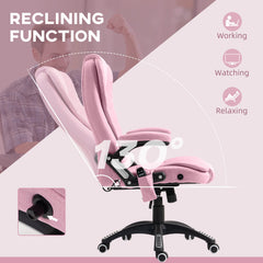 6 Point Vibrating Massage Home Office Chair High Back Executive Chair with Reclining Back, Swivel Wheels, Pink