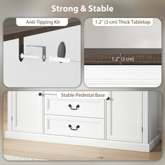 Farmhouse Sideboard with Charging Station, 58" Buffet Cabinet, Kitchen Storage Cabinet with 4 Drawers, 2 Doors, Black