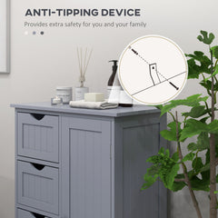 Bathroom Storage Cabinet, Floor Cabinet with Adjustable Shelf and 4 Drawers, Side Cabinet for Washroom, White