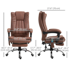 Office Chair 6-point Vibration Massage Chair Micro Fiber Recliner with Retractable Footrest Black