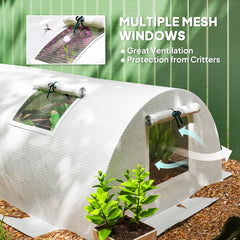 Portable Mini Greenhouse, Tunnel Growing Tent with 5 Mesh Windows and Steel Frame, 7' x 3' x 2', Green