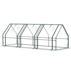 Portable Mini Greenhouse Tunnel Growing Tent Plants Flower Warm House w/ Zippered Roll-up Doors, Clear