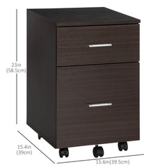 Mobile Filing Cabinet, Vertical File Cabinet with 2 Drawers, Wheels, for Letter or A4 File, Natural