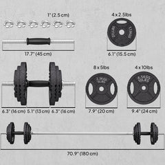 Adjustable Dumbbell Set, 2 in 1 Weights Dumbbells Set for Home Gym, 112lb Free Weights with Non-Slip Grip