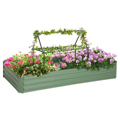 6' x 3' x 1' Raised Garden Bed with 2 Trellis Tomato Cages, Steel Frame Elevated Planter Box, Black