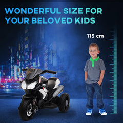 Kids Electric Motorcycle Ride-On Toy with 3 Wheels, Music, Horn, Lights, Black