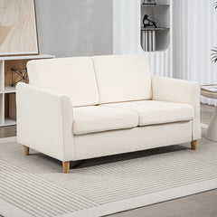 2-Seat Sofa Two-Seater Couch with Armrests and Wood Legs for Living Room, Bedroom, Dark Grey