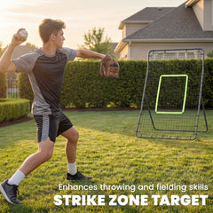 4 x 5.7ft Volleyball Rebounder Net with Strike Zone, Baseball Lacrosse Training Net for Pitching and Fielding