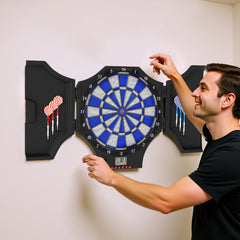 Electronic Dartboard Set with 31 Games and 285 Programs for 8 Players, Soft Tip Dart Board Set with Cabinet, 6 Darts and 6 Spare Tips, LCD Display