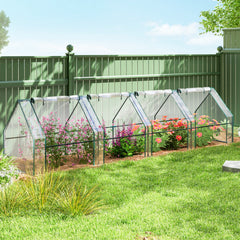 Portable Mini Greenhouse Tunnel Growing Tent Plants Flower Warm House w/ Zippered Roll-up Doors, Clear