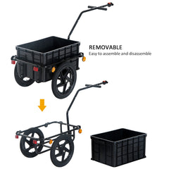 Bicycle Cargo Trailer 16 inch Air Wheel Wagon Trailer with Suitcase Large Capacity Enclosed Stroller Wagon - Black