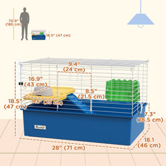 18.5" Small Animal Cage with Water Bottle, Food Dish, Platform, Ramp, Black