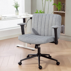 Criss Cross Chair with Flip-up Armrests, Wheels, Wide Office Chair with Adjustable Height, Tilting, Cream White
