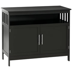 Kitchen Sideboard, Buffet Cabinet, Wooden Storage Console Table with 2-Level Cabinet and Open Shelf, Black