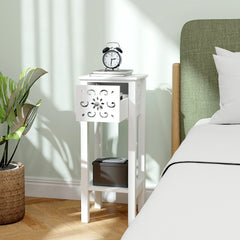 Nightstand Set of 2 with Drawer and Open Storage Shelf Black