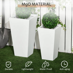 Set of 2 Tall Planters with Drainage Holes, 22" / 18" Outdoor Flower Pots for Patio, Yard, Garden, Black