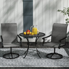Outdoor Swivel Dining Chairs Set of 2, High Back Swivel Chairs with All Weather Mesh for Deck, Backyard, Poolside, White