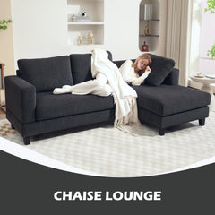 L Shaped Couch, L Shape Sofa with Chaise Lounge and Spring Cushion for Living Room, Bedroom, Beige