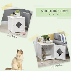 Cat Litter Box Enclosure End Table, Indoor Cat Washroom with Magnetic Door, Hidden Litter Box Nightstand with Large Tabletop, Easy Assembly, Black
