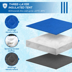 4 Person Insulated Ice Fishing Shelter, Pop-Up Portable Ice Fishing Tent with Carry Bag and Two Doors for -22℉, Black