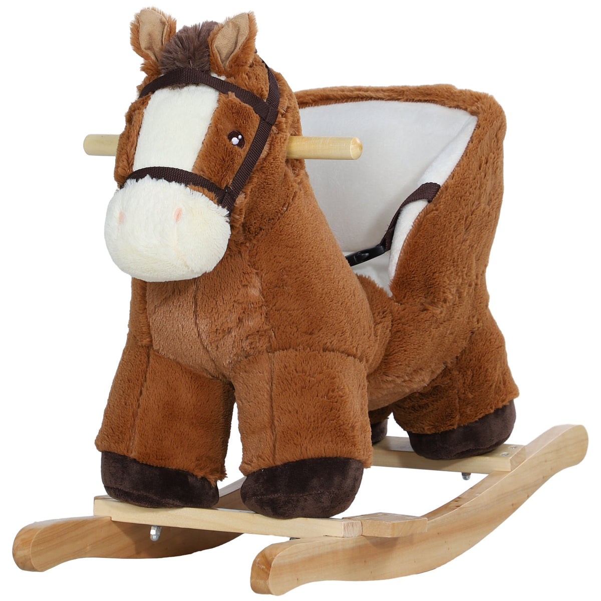 Baby Rocking Horse, Plush Animal Rocker for Toddlers Aged 18-36 Months with Sounds, Seat Belt